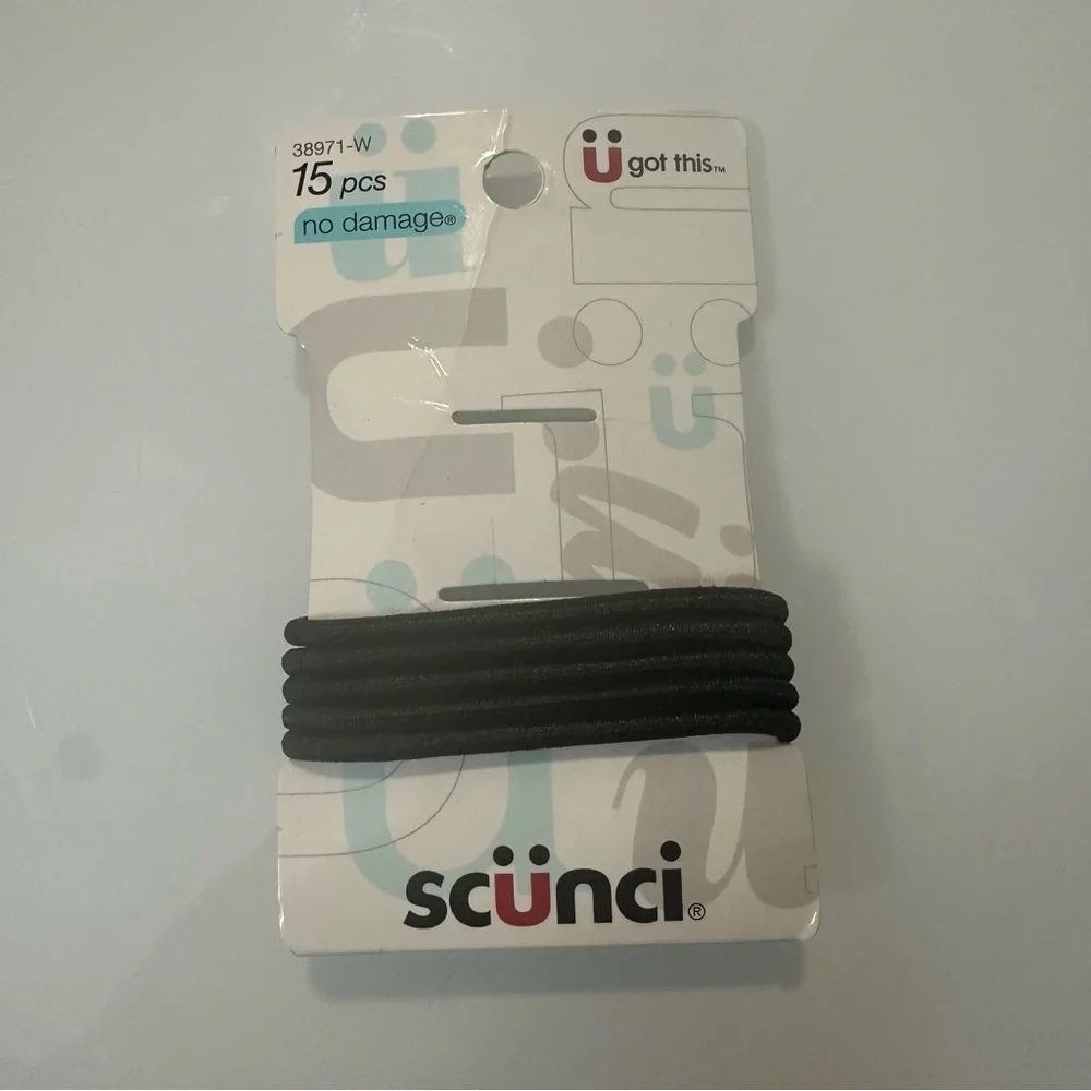 🆓FREE with purchase! Scünci New No Damage Elastic Hair Ties Set of 5 Black